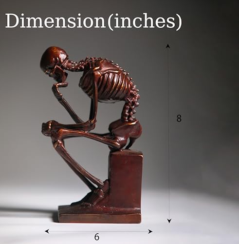 Escultura de Esqueleto Pensante en Bronce 8x6x4 in miniatura 2