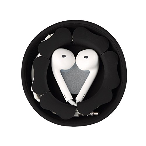 Mairui Earbud Holder Earphone Case Tangle Free Cord Organizer Earbuds Wrap Silicone Magnetic Headphone Holder Storage Case Cable Keeper For Iphone Apple/Samsung/Sony Earphones (Black) #TOP2