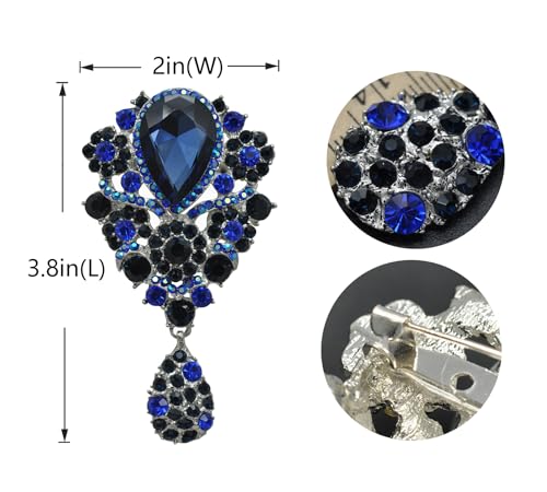 Image of Gyn&Joy Women's Austrian Crystal Bouquet Flower Teardrop Large Gorgeous Brooch Pin