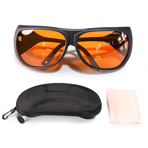 FONLAND Gafas de Seguridad láser para Grabado Láser OD4+ 190-550nm & 800-1100nm Yag, Blu, Verde y Fibra de Luz UV Gafas de Protección Ocular con Estuche.