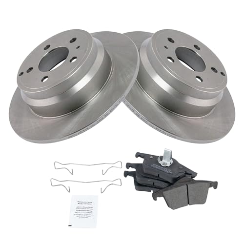 Image of TRQ Rear Brake Pad and Rotor Set Semi Metallic Rotors Compatible with 2000 Volvo V70