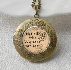 Not All Who Wander are Lost Quote Pendant Locket, Lord of The Rings Jewelry Locket, Traveler's Gift, Travel Gift