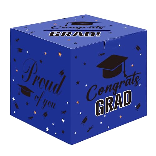 Graduation Card Box, 2025 Graduation Party Decorations Blue Card Box for Graduation Party 2025 Graduation Card Holder Foldable Congrats Grad Box for Gifts and Cards Graduation Party Favors Supplies