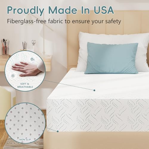 Image of 10 Inch Full Size Mattress, Full Mattress with Gel Memory Foam Made in USA | Medium Firm Cooling Sleep, Pressure Relief, Bed in a Box, Fiberglass Free, Washable Removable Cover CertiPUR-US Certified