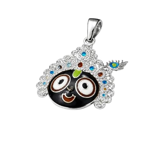 92.5 Sterling Silver Lord Jagannath Peacock Crown Pendant with Multicolor CZ Stones | BIS Hallmarked Enamel Work Religious Locket | Women | Chain Not Included-image-13
