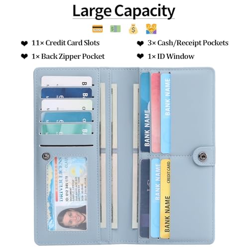 Wallets for Women Thin Leather RFID Blocking Credit Card Holder Bifold Long Ladies Wallet Billfold Clutch2