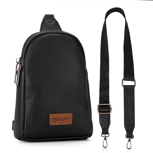 Image of Wrangler Small Sling Bag for Women, Leather Crossbody Bags Cross Body Purse Fanny Packs with Adjustable Strap for Gift