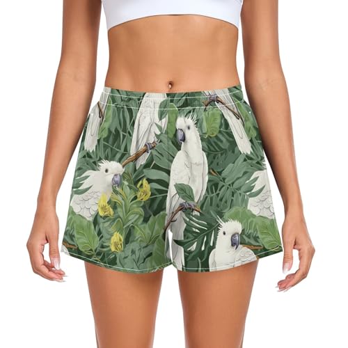 UMIRIKO Women Athletic Shorts Cockatoo Tropical Running Shorts for Women 2XL 202a8646