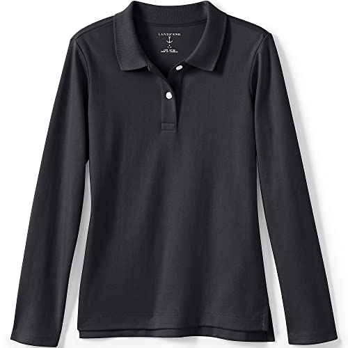 Image of Lands' End School Uniform Girls Long Sleeve Feminine Fit Interlock Polo Shirt