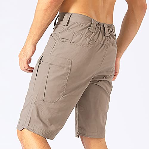 Kolongvangie Work Out Shorts Men's Utility Ripstop Cotton Ployester Cargo Work Short Cycle Lesuire Golf Water Resistant Z01# Dark Green