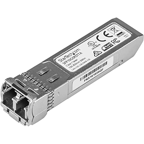 Image of StarTech Cisco SFP-10G-SR-S Compatible SFP+ Module, TAA (SFP10GSRSTTA) | 10GBASE-SR, 10GbE Multimode Fiber Optic Transceiver, 10GbE SFP+, LC 300m, 850nm, DDM Cisco Firepower, ASR9000, C9300