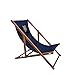Holtaz Premium Sdraio Legno Giardino Sedia da Spiaggia Prendisole Pieghevole 4 Posizioni con Tessuto Sfoderabile e Cuscino per Piscina Bar Spiaggia Caffè Alberghi fino a 130 kg Lupo blu