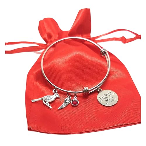 Cardinals Appear When Angels Are Near Memorial Charm Bracelet Expandable Stainless Steel