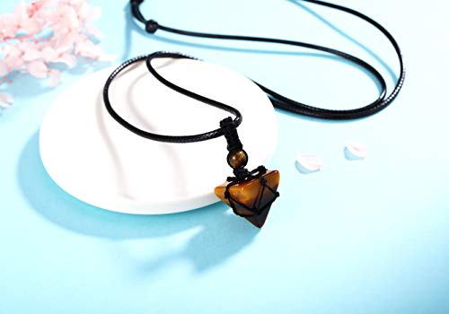Image of XIANNVXI Healing Crystal Necklace for Men Jewelry Gift | Adjustable Black Rope Natural Gemstone Pendant