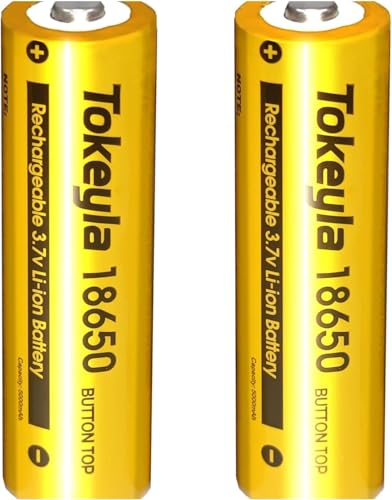 2pcs Rechar￵ge￵abl￵e Batter￵￵y Using The Rechargeable Battery Charger，Universal Charger for 3.7V Rechargeable Batteries 18500 (Button Top Type)