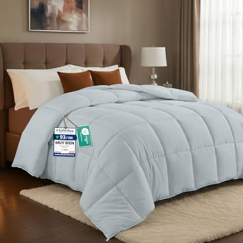 Utopia Bedding Edredón Acolchado 200x200 cm, Edredon Cama 105/120, Relleno Nórdico 200 gr/m² en 100% Microfibra (Gris Claro)