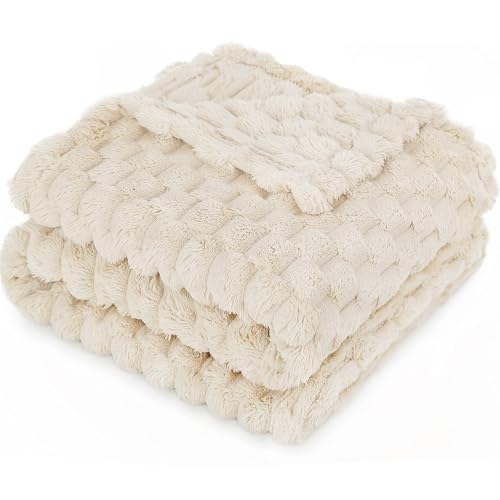 Image of HOMRITAR Baby Blanket for Boys Girls 3D Flannel Fleece Fluffy Blankets for Baby Soft Plush Breathable Bed Blanket for All Season Toddler Infant or Newborn (30 x 40 Inch, Beige)