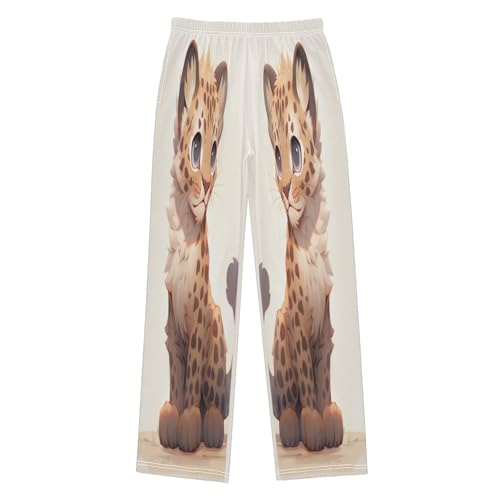 Boys' Pants Cute Leopard Animal Long Bottoms Jogger Pants Elastic Waist Trousers with Pockets S-XL