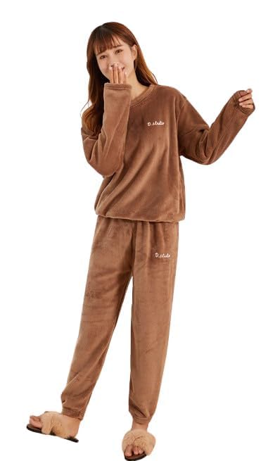 Women' s Fluffy Fleece Pyjama Set Winter 2 Piece Plush Pullover and Pants Loungewear Sleepwear Pack of 1-picture-17