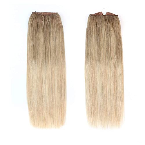 ABH AMAZINGBEAUTY HAIR Remy Halo Hair Extensions, Ash Brown Fading into Ash Blonde B8-18-60, 120 Gram 20 Inch