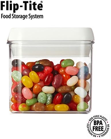 (Functional Storage Container) Flip-tite, 4"x 4" X4" , 0.5l /16oz, Stackable. Crystal New Tab. Suitable for Coffee Grounds and Sugar. Super Container, Lid Locks On.