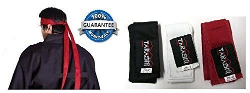 kendo headband KENDO Tenugui Samurai Warrior (RED) 200cm 100% Cotton Ninja Shinobi Head Band For Men/Women/Children (1 Headband)