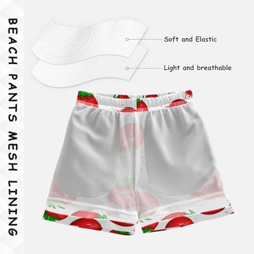 DOMIKING Tomato Splatter White Boys Swim Shorts Quick Dry Swimsuit with Elastic Waistband for Boys Beach Pool Adjustable Waist S4