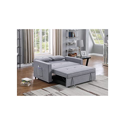 Lilola Home Zoey Linen Convertible Sleeper Loveseat With Side Pocket #TOP3