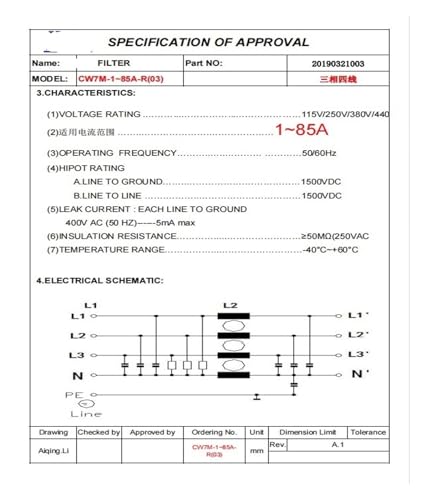Filtro de potencia trifásico contra fallos en inversor servo CW7M-80A-R 03 3