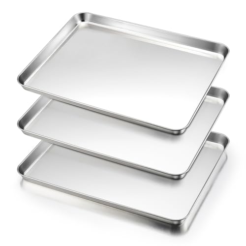 HaWare Baking Tray, Large Stainless Steel Oven Tray Set of 3-40 X 30 X 2.5 cm, Cookie Sheet Pan for Baking/Cooking/Serving, Healthy & Non Toxic, Mirror Finish & Dishwasher Safe HaWare Baking Tray, Large Stainless Steel Oven Tray Set of 3-40 X 30 X 2.5 cm, Cookie Sheet Pan for Baking/Cooking/Serving, Healthy & Non Toxic, Mirror Finish & Dishwasher Safe