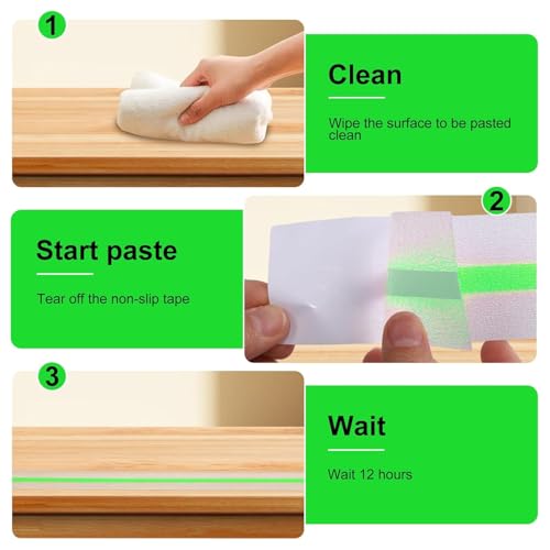 Image of Oudain 5-Meter,transparent Slip Tape with Glow in Dark Stripe for Stairs Waterproof Non Slip Strips for Stair Treads Black & Green Non-Slip Traction Tapes