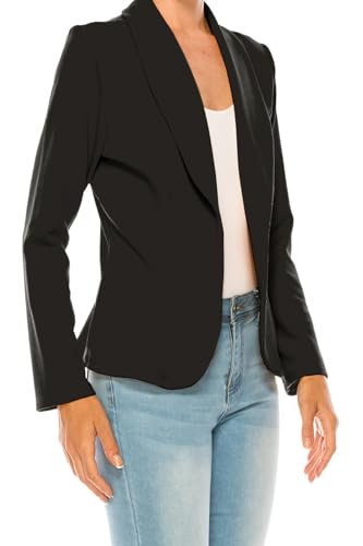 Women's Casual Solid Office Work Wear Long Sleeve Fitted Open Front Blazer Jacket4