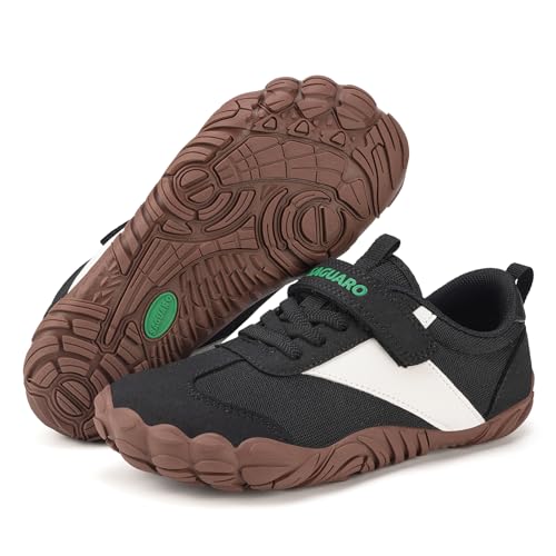 SAGUARO Barfußschuhe Kinder Jungen Barfussschuhe Mädchen Atmungsaktiv Zehenschuhe Leicht Barfuß Sneaker Weich rutschfest Barefoot Shoes Schwarz 27 EU