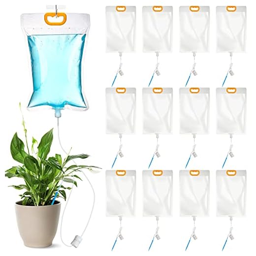 Rtteri 12 Pcs 3.5L Plant IV Water Bag Plant Watering System Device Automatic Plant Waterer Self Watering IV Drip Bag Irrigation Drip Watering Bag with Adjustable Flow for Indoor Outdoor Potted Plant