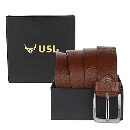 Image of USL Casual /Formal Genuine Leather Belt With Adjustable Buckle For Men