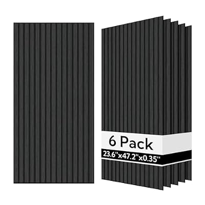Olanglab Wood Veneer Acoustic Wall Panels 6 Pack, 23.6"×47.2" Sound Absorbing Wall Panels for Interior Wall Decor, Matte Black