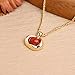 Jean Beau Gold Natural Red Stone Pendant Necklace for Women, Chunky Burgundy Ruby Gemstone Dangle Necklaces Wedding Prom Fashion Jewelry Gift
