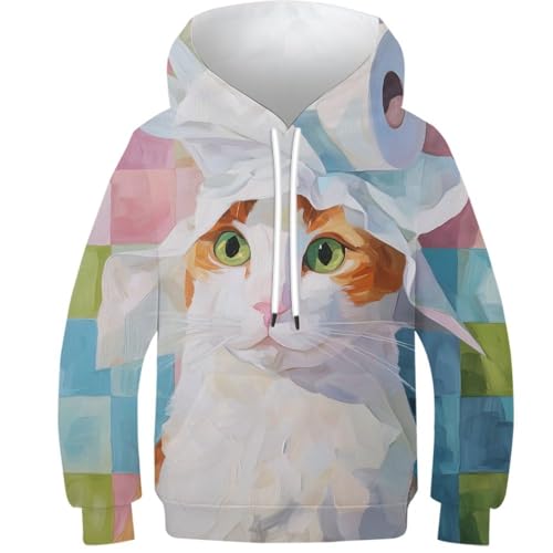 Sweat à capuche pour garçons et filles vêtement d'extérieur enfants 9-11 ans motif chat