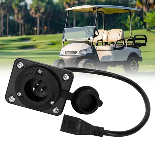 Peakur Charger Port Cover Adapter with 120V Plug Compatible with EZGO TXT36 Golf Cart Lithium Battery Charger Conversion Kit with Waterproof & Dustproof Protective Cover Mounting Screws Included