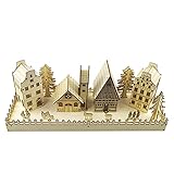 XIWUYA Christmas Wooden Village House Scene LED Lighted DIY Ornament Desktop Decoration