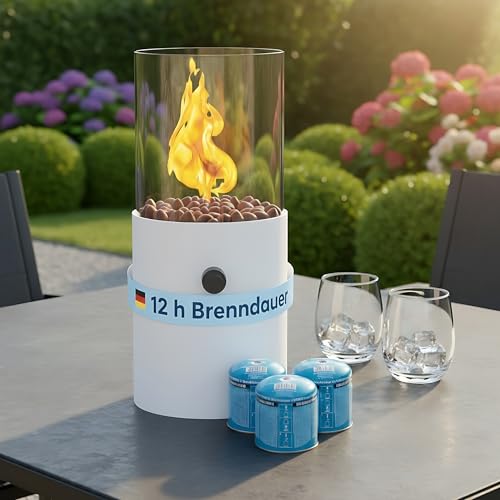 TOM Innovation XXL Gas Tischkamin - 12 Stunden Brenndauer für Indoor & Outdoor – Tisch Kamin Set– Tischfeuer mit Deko-Steinen – Plus 3X 190 g Stechgaskartusche TOM Innovation XXL Gas Tischkamin - 12 Stunden Brenndauer für Indoor & Outdoor – Tisch Kamin Set– Tischfeuer mit Deko-Steinen – Plus 3X 190 g Stechgaskartusche