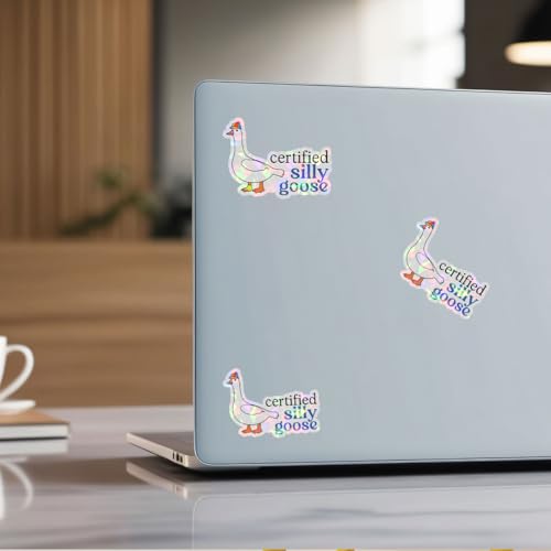 Image of 3pcs Certified Silly Goose Funny Sticker Pack, Meme Animal Humor Design, Die Cut Waterproof Vinyl Decal for Laptop, Water Bottle, Phone, Window, Helmet, Goose Lover Gift 3 Inches