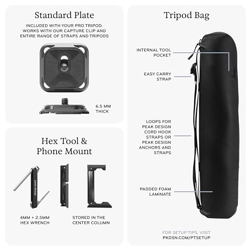 Image of Peak Design Pro Tripod, Compact Professional Photo and Video Camera Tripod, 40lb Capacity, Quick Setup, Pro-Level Stability, Ergonomic Ball Head, Integrated Fluid Panning