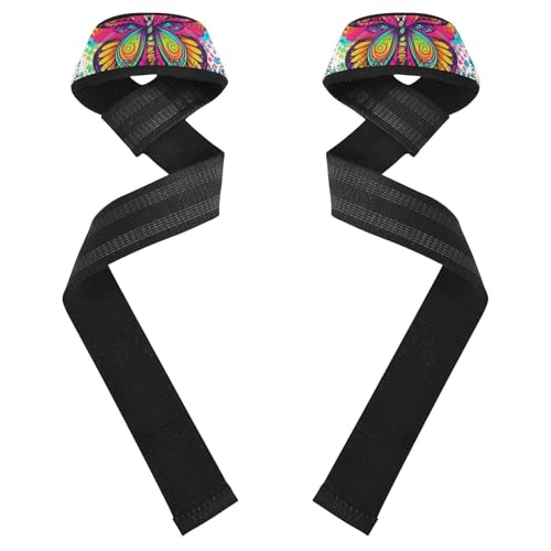 STAYTOP Beautiful Butterfly Wrist Straps for Weightlifting,Lifting Straps with Neoprene Cushioned Wrist Padded and Anti-Skid Silicone for Strength Training,Bodybuilding,Deadlifting