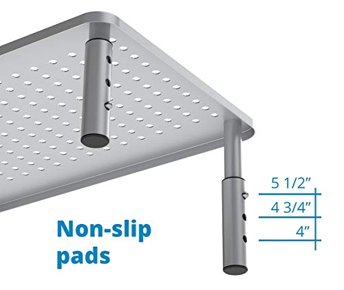 Husky Mounts Adjustable Steel Monitor Stand Riser Ergonomic Vented For Laptop Tv Or Printer. Silver #TOP2