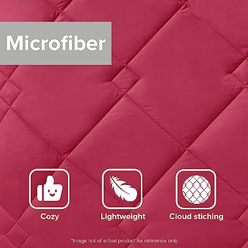 Image of Comfort Spaces Vixie Reversible Comforter Set - Trendy Casual Geometric Quilted Cover, All Season Down Alternative Cozy Bedding, Matching Sham, Red /Navy, Full /Queen 3 piece