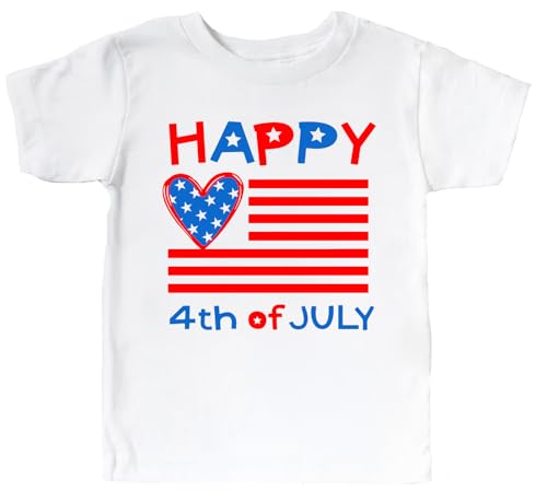 Image of Toddler Boys 4th of July Shirts Kids American Flag T-Shirt Girls Patriotic Short Sleeve Tees Cotton Top Clothes 1-7T