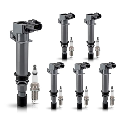 ENA Pack 6 UF270 Ignition Coil and 4504 Spark Plugs 3.7 V6 2002 2003 2004 2005 2006 2007 2008 Compatible with Dodge Jeep Mitsubishi Liberty Grand Cherokee Raider Commander Nitro Durango Dakota