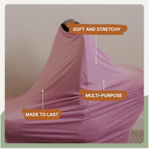 Image of Parker Baby Co. 4 in 1 Car Seat Cover for Girls and Boys - Stretchy Carseat Canopy, Nursing Cover, Grocery Cart Cover, High Chair Cover - Lily