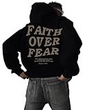 UOUA Men's Graphic Quarter Zip Hoodies Casual Long Sleeve Drop Shoulder Sweatshirt Pullover Streetwear Top Black M